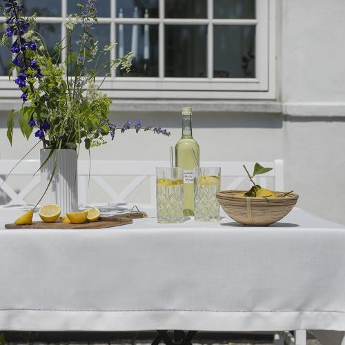 Langkilde & Søn Hvid stofdug m. hulsøm 140x340cm