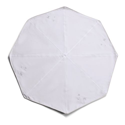 Langkilde & Søn Hvidt juletræstæppe med broderede sølvstjerner - 170cm