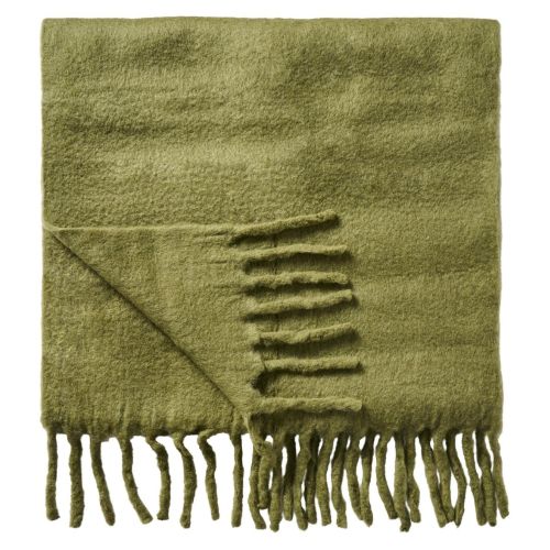 Ib Laursen Plaid m/Frynser - Olivengrøn