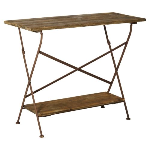 Ib Laursen Bord m/træbordplade og træhylde m/metalstel foldbar - Brun