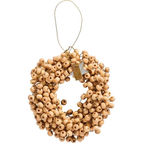 Krans m/træperler håndlavet indvendig Ø4cm - Natur