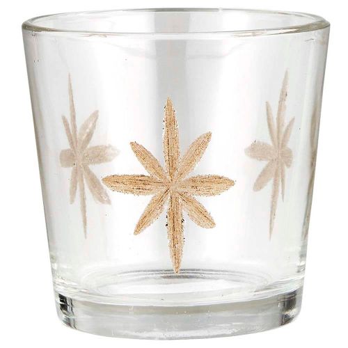 Stage glas t/fyrfadslys m/indgraverede stjerner