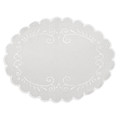 Brødserviet oval hvid m/broderi