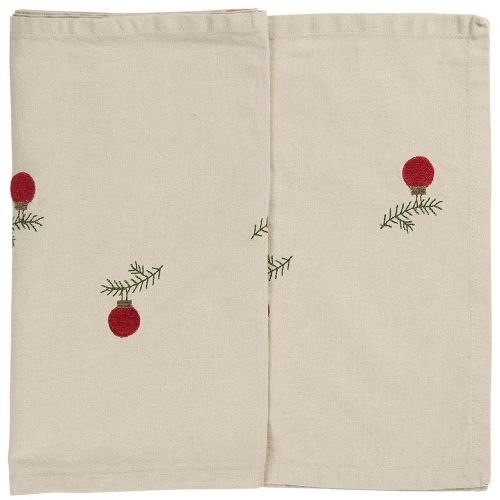 Bordløber Tradition m/julekugler på grankviste - Hørfarvet