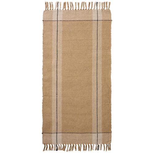 Ib Laursen Gulvløber/Gulvtæppe - Creme og Beige m/Sorte Striber