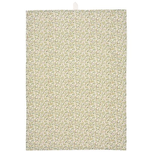 Viskestykke Eva natur m/grønne, røde og gule blomster