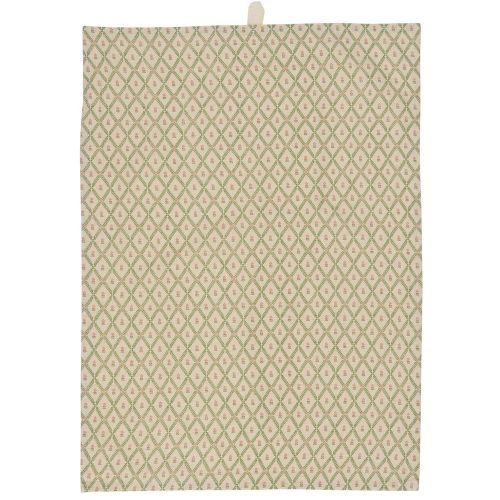 Viskestykke Bella natur m/grønt rudemønster og blomster