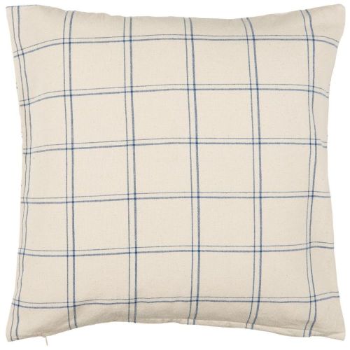 Ib Laursen Pudebetræk 50x50cm - Ebbe natur m/mørkeblåt ternet mønster