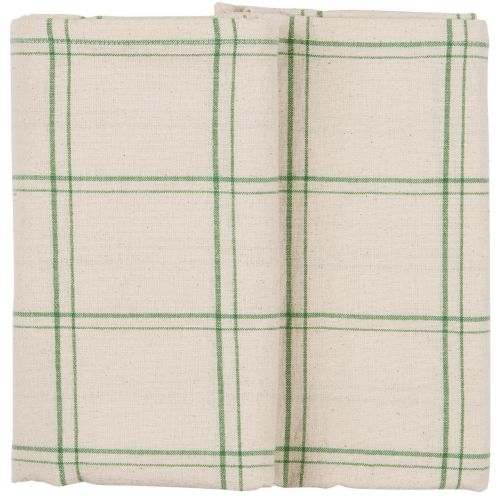 Ib Laursen Kvadratisk Stofdug Storm 150x150cm - Natur m/grønt ternet mønster