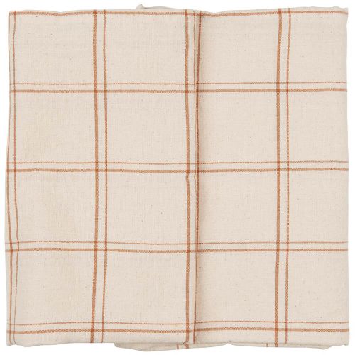 Ib Laursen Stofdug 150x250cm - Theodor natur med rustikbrunt ternet mønster