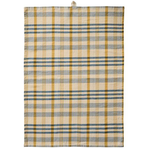Ib Laursen Viskestykke Mikkel natur m/blå og mustard striber