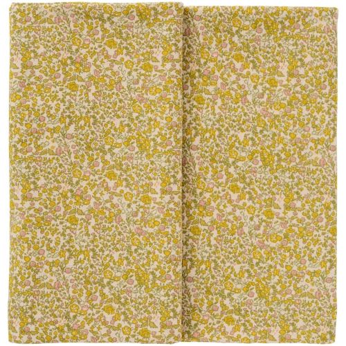 Ib Laursen Aflang Stofdug Rita 150x250cm - Natur m/gule, grønne og rosa blomster