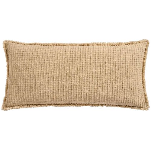 Pudebetræk 80x35cm Groftvævet i ternet mønster + frynser