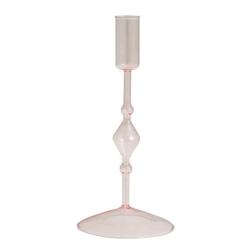 Nordal CHIROS lysestage i glas 22cm - Lys Pink