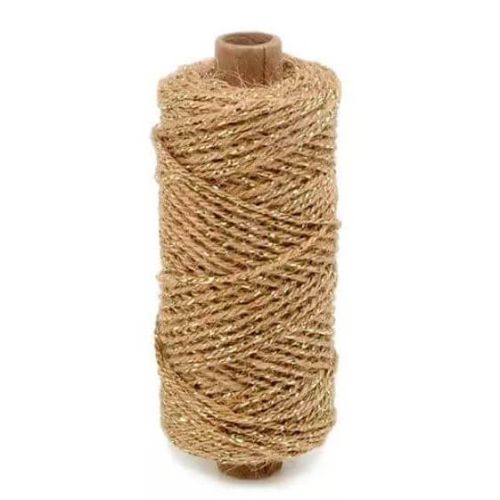 Snor flaxcord natur/guld 50m