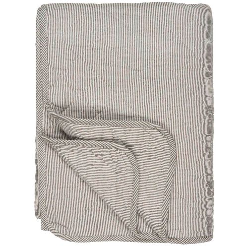 Quilt tæppe - hvide og jordfarvede mælkedrengestriber