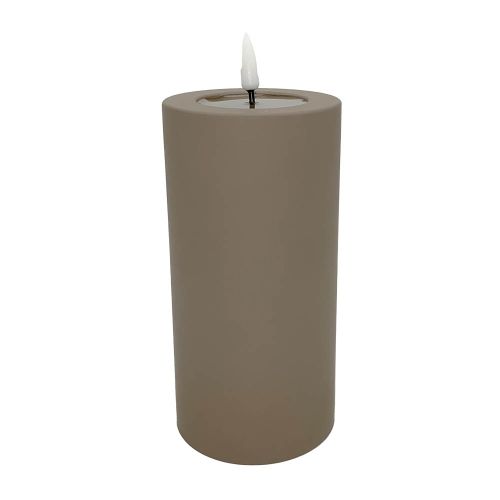 Deluxe LED Bloklys Udendørs 7,5x15cm - Mokka