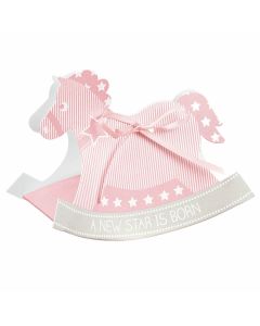 Æske Star Gyngehest Rosa 12x9cm 10stk